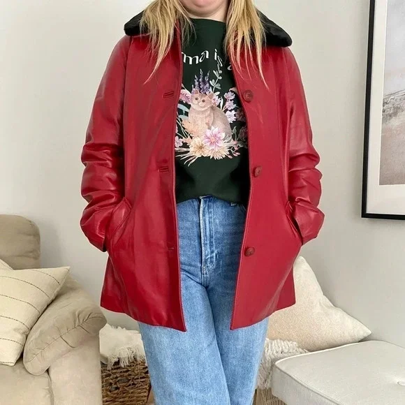 Red Danier Leather Jacket - Picture 3 of 17